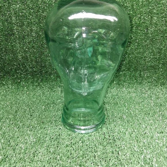 Vintage Blue Green Tint Heavy Glass Mannequin Head Wig Hat Display - Picture 5 of 7